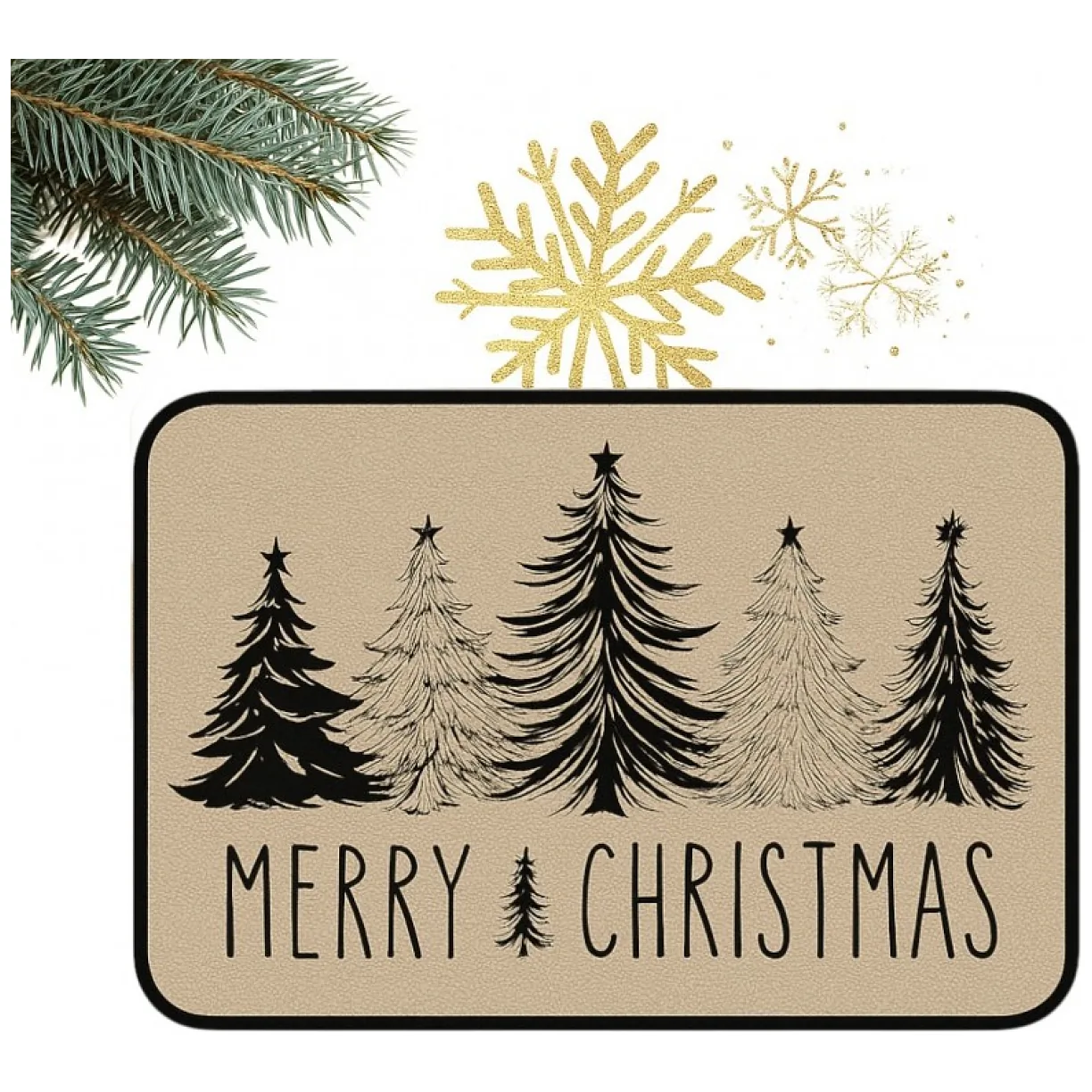 Dywanik wycieraczka świąteczna MERRY CHRISTMAS, choinki 60x90cm