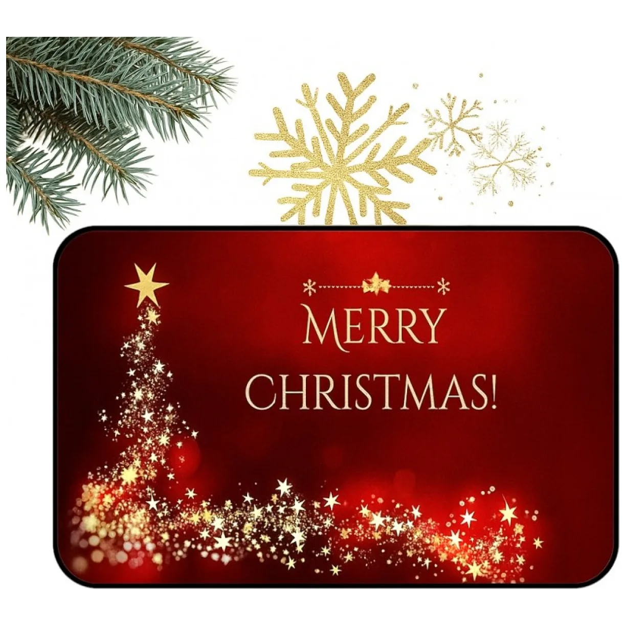 Dywanik wycieraczka świąteczna MERRY CHRISTMAS, czerwona w gwiazdki 60x90cm