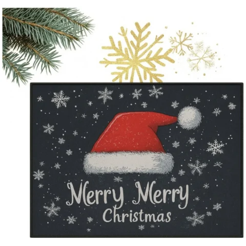 Dywanik wycieraczka świąteczna MERRY MERRY CHRISTMAS czarna 60x90cm