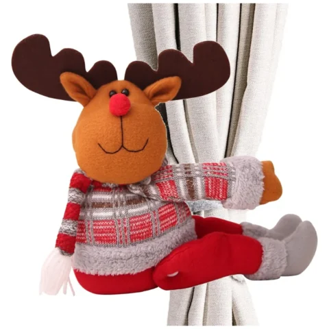 Świąteczny skrzat renifer na rzep, norweskie wzory, plusz 34 cm