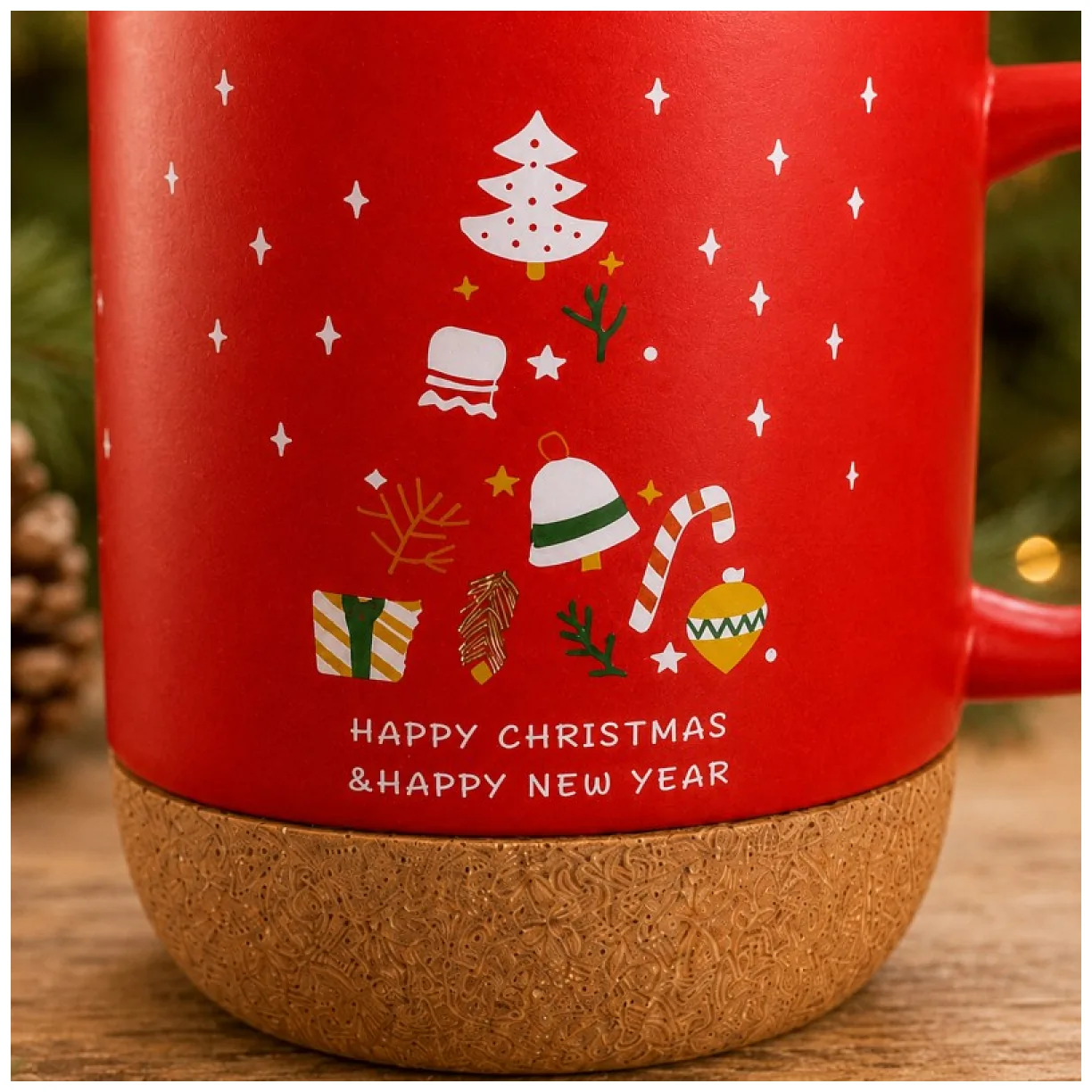 Świąteczny Kubek ceramiczny z korkiem 380 ml z przykrywką + pudełko - obrazek 4