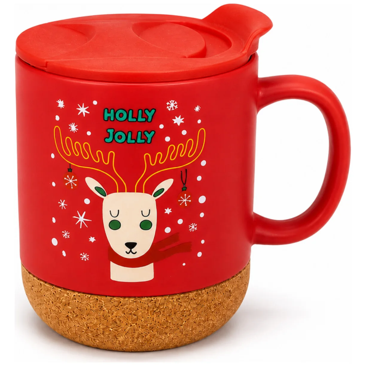 Świąteczny Kubek ceramiczny z korkiem 380 ml z przykrywką, w pudełku - obrazek 3