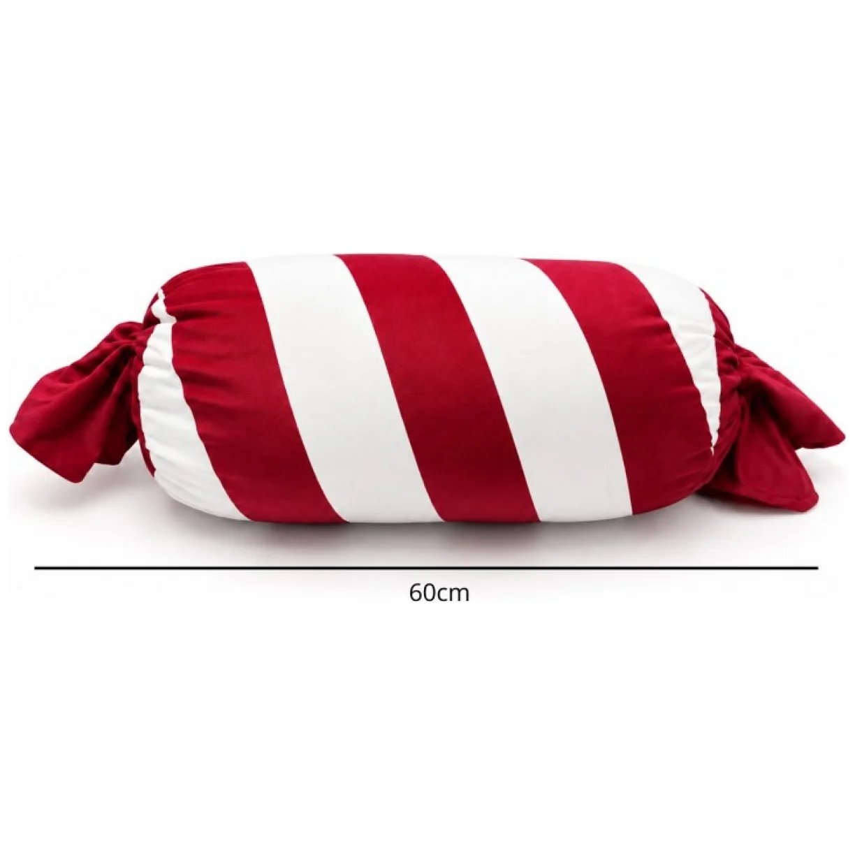Poduszka w kształcie Świątecznego Cukierka, biało czerwona, piękna welurowa 60cm - obrazek 6