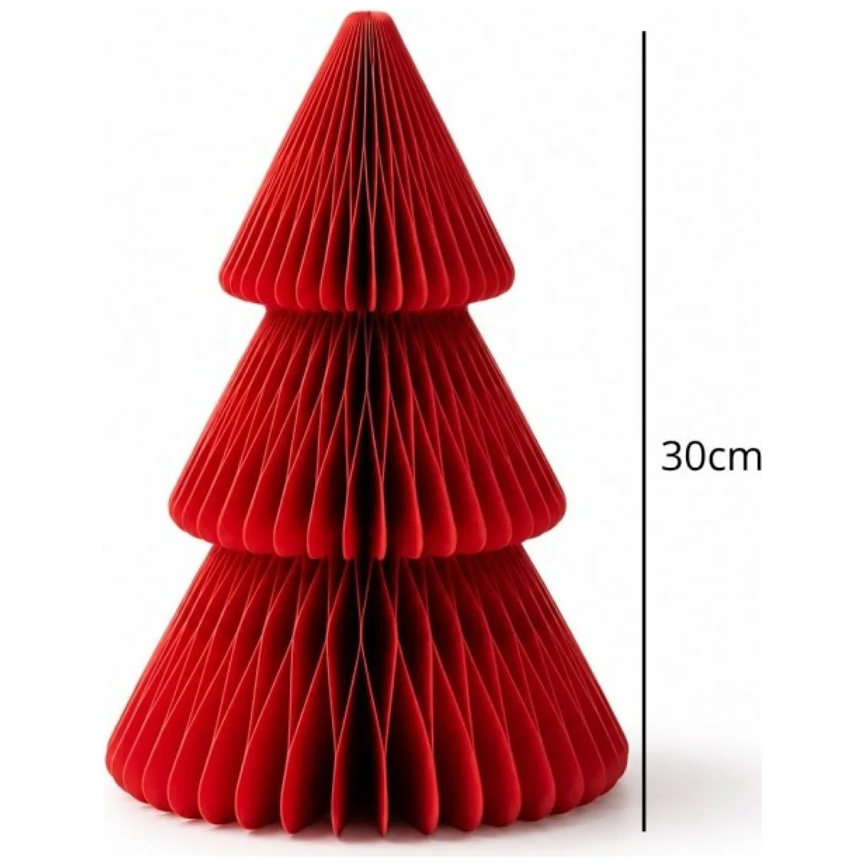 Papierowa dekoracja choinka Bożonarodzeniowa składana, czerwona 30cm - obrazek 2