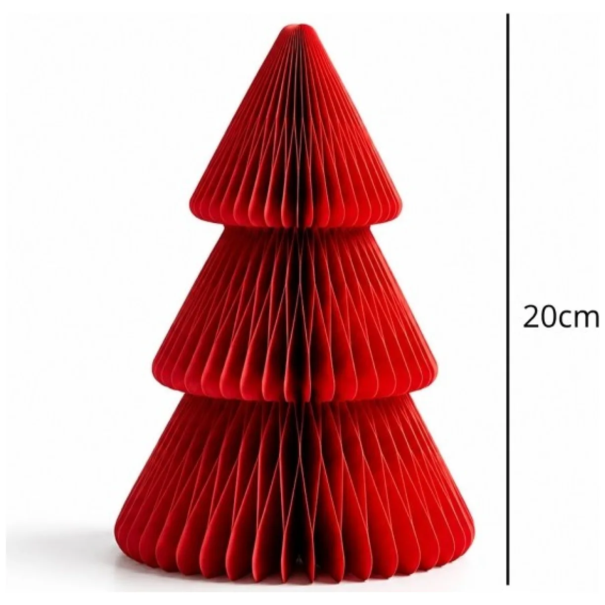 Papierowa dekoracja choinka Bożonarodzeniowa składana, czerwona 20cm - obrazek 2