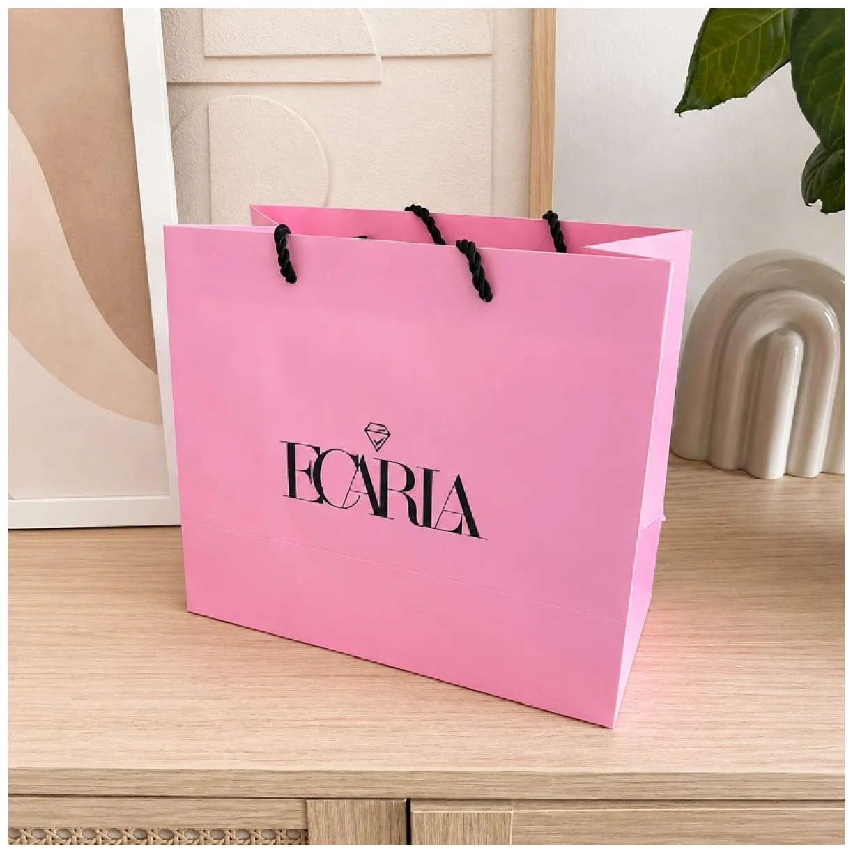 Torba ozdobna prezentowa, średnia 25x12x22cm powlekana matowa, różowa z logo - obrazek 3
