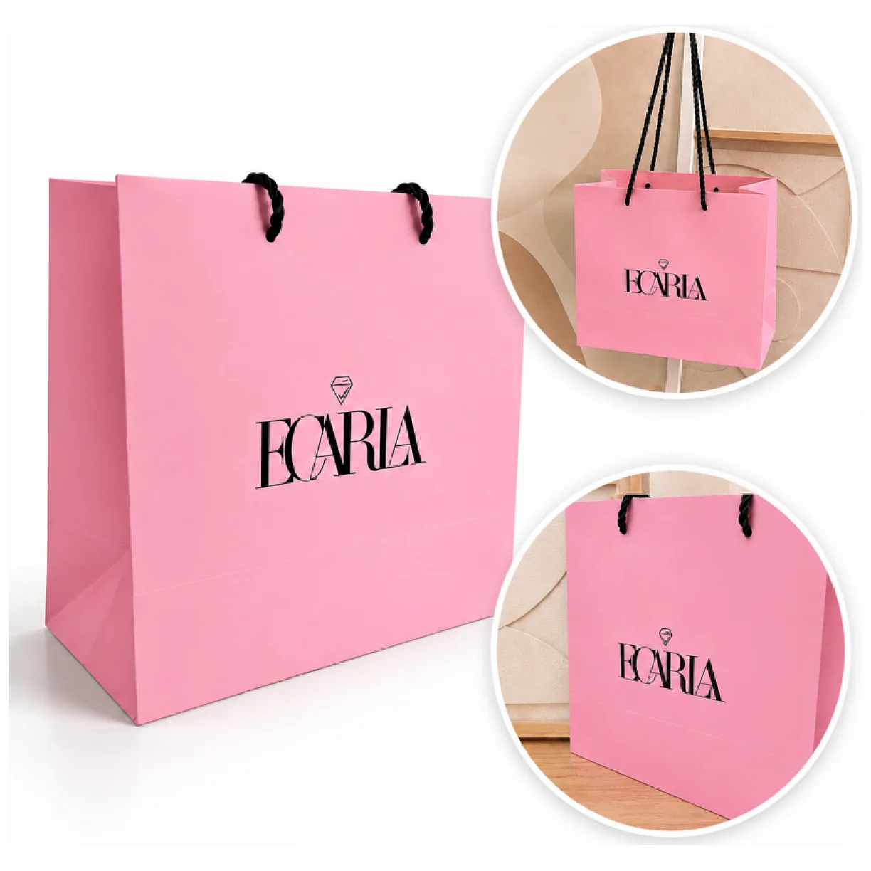 Torba ozdobna prezentowa, średnia 25x12x22cm powlekana matowa, różowa z logo