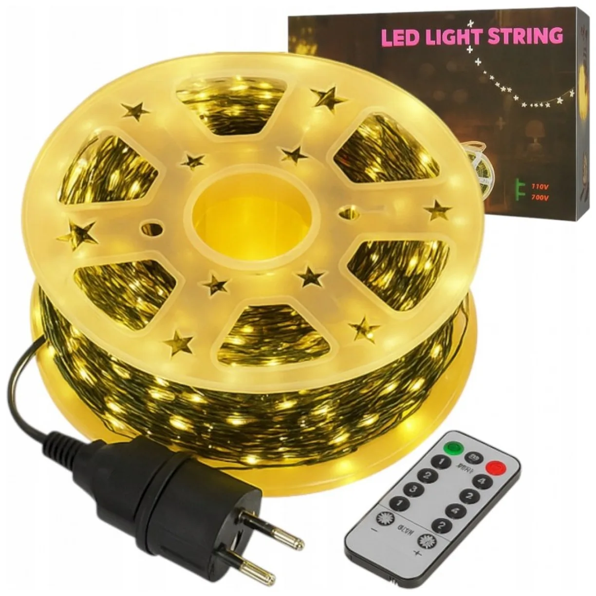 Zewnętrzne/ wewnętrzne lampki choinkowe drucik 1000 LED 100m, ciepłe białe - obrazek 2