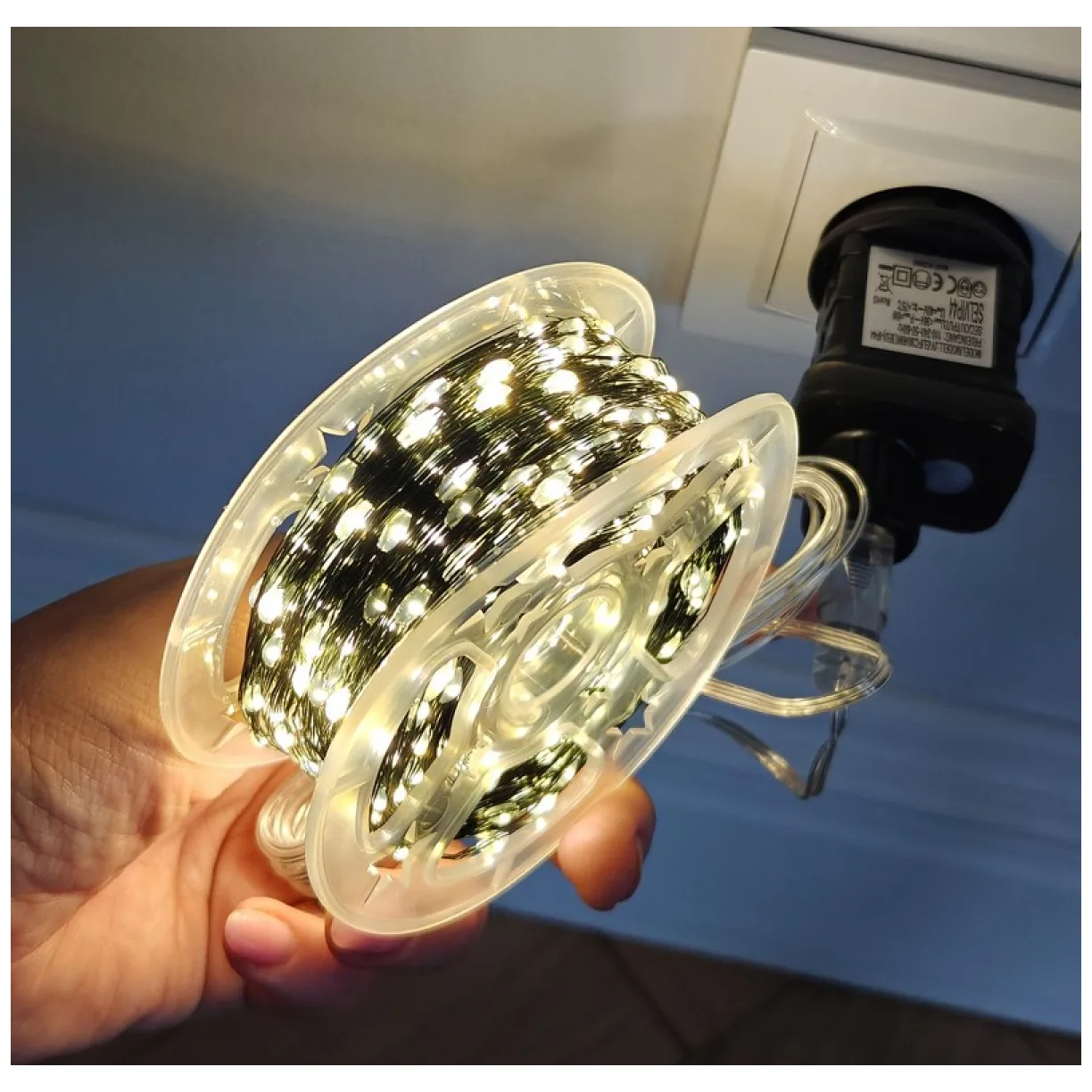 Zewnętrzne/ wewnętrzne lampki choinkowe drucik 1000 LED 100m, ciepłe białe - obrazek 3