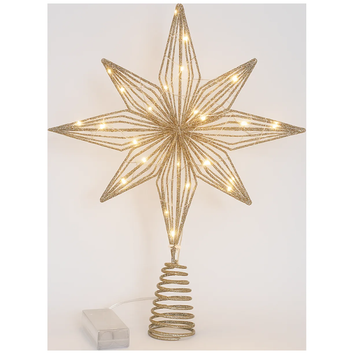 Czubek na choinkę metalowy XXL 27 cm LED brokat BOŻE NARODZENIE - obrazek 5