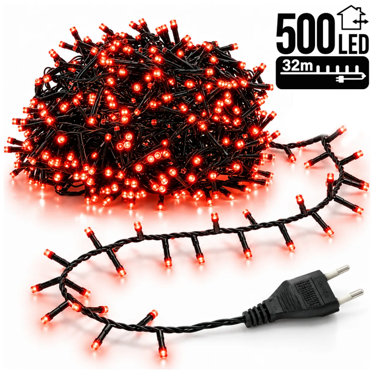 Światełka lampki wewnętrzne/zewnętrzne 500 LED CZERWONE