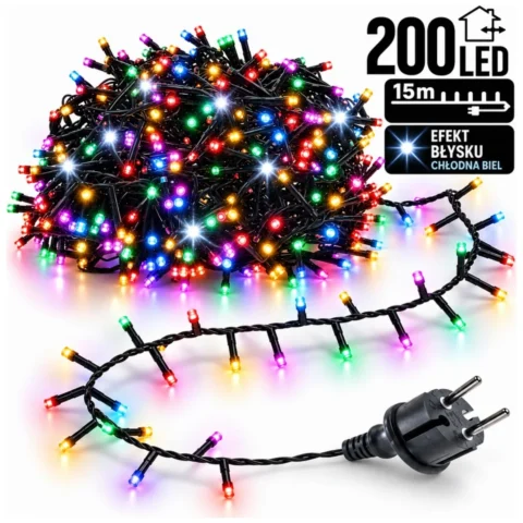 Światełka lampki 200 LED MULTIKOLOR, FLASH