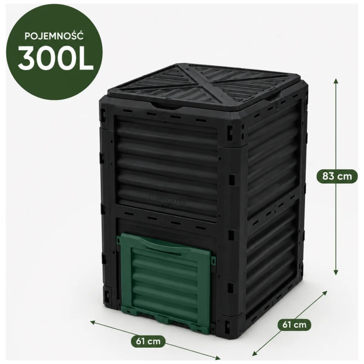 Kompostownik przydomowy, ogrodowy do odpadów BIO, 300L czarny - obrazek 8
