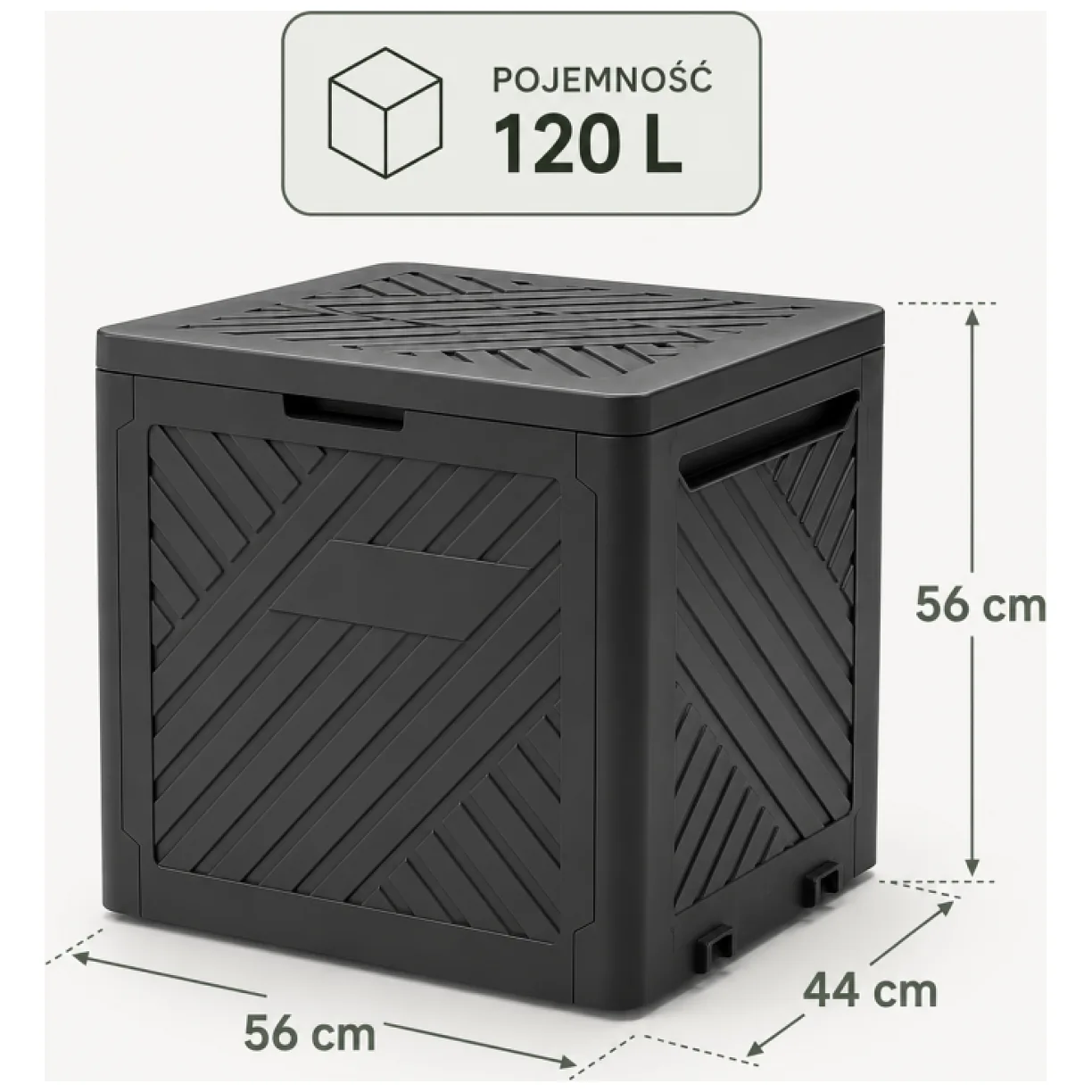 Skrzynia ogrodowa, balkonowa, kufer z siedziskiem, kompaktowa 120L, mocna antracyt - obrazek 8