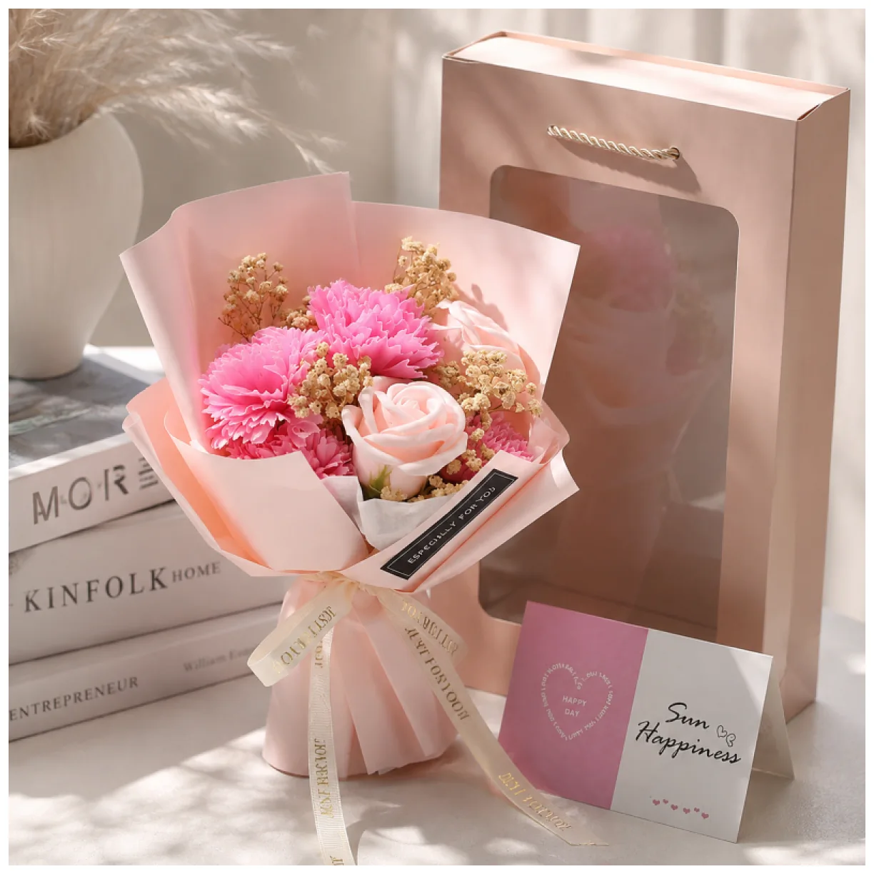 Bukiet zapachowych kwiatów mydlanych w pudełku 6 szt. flower box - obrazek 3
