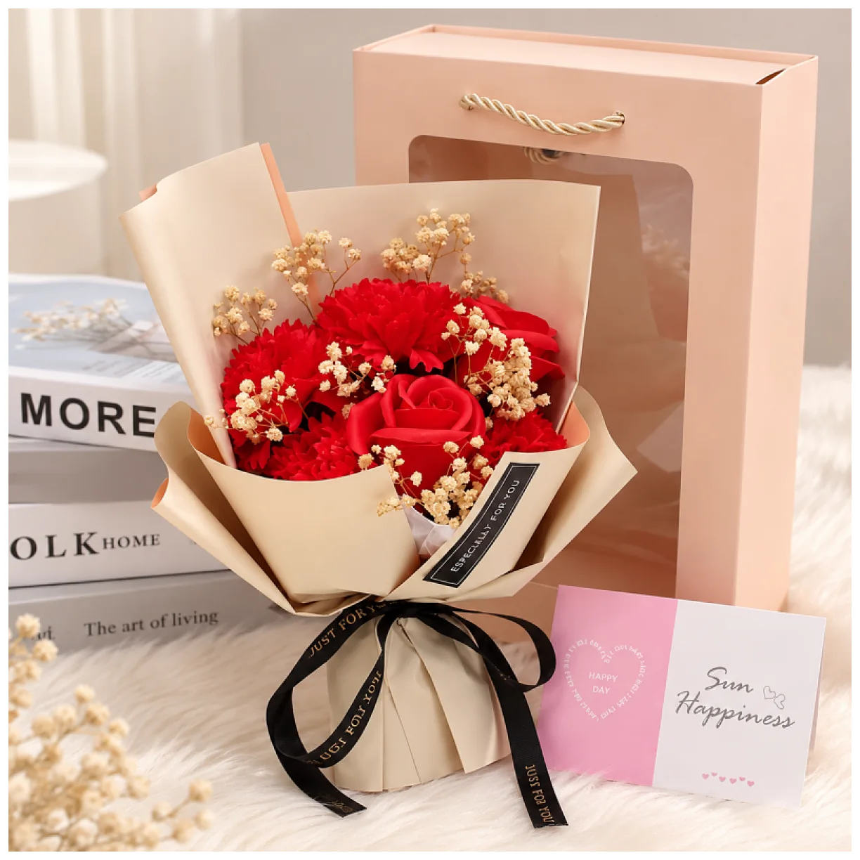 Bukiet zapachowych kwiatów mydlanych w pudełku 6 szt. flower box - obrazek 2