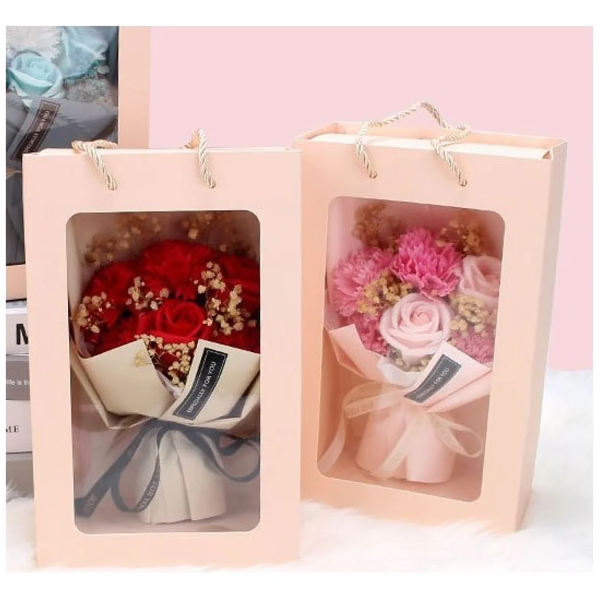 Bukiet zapachowych kwiatów mydlanych w pudełku 6 szt. flower box - obrazek 7