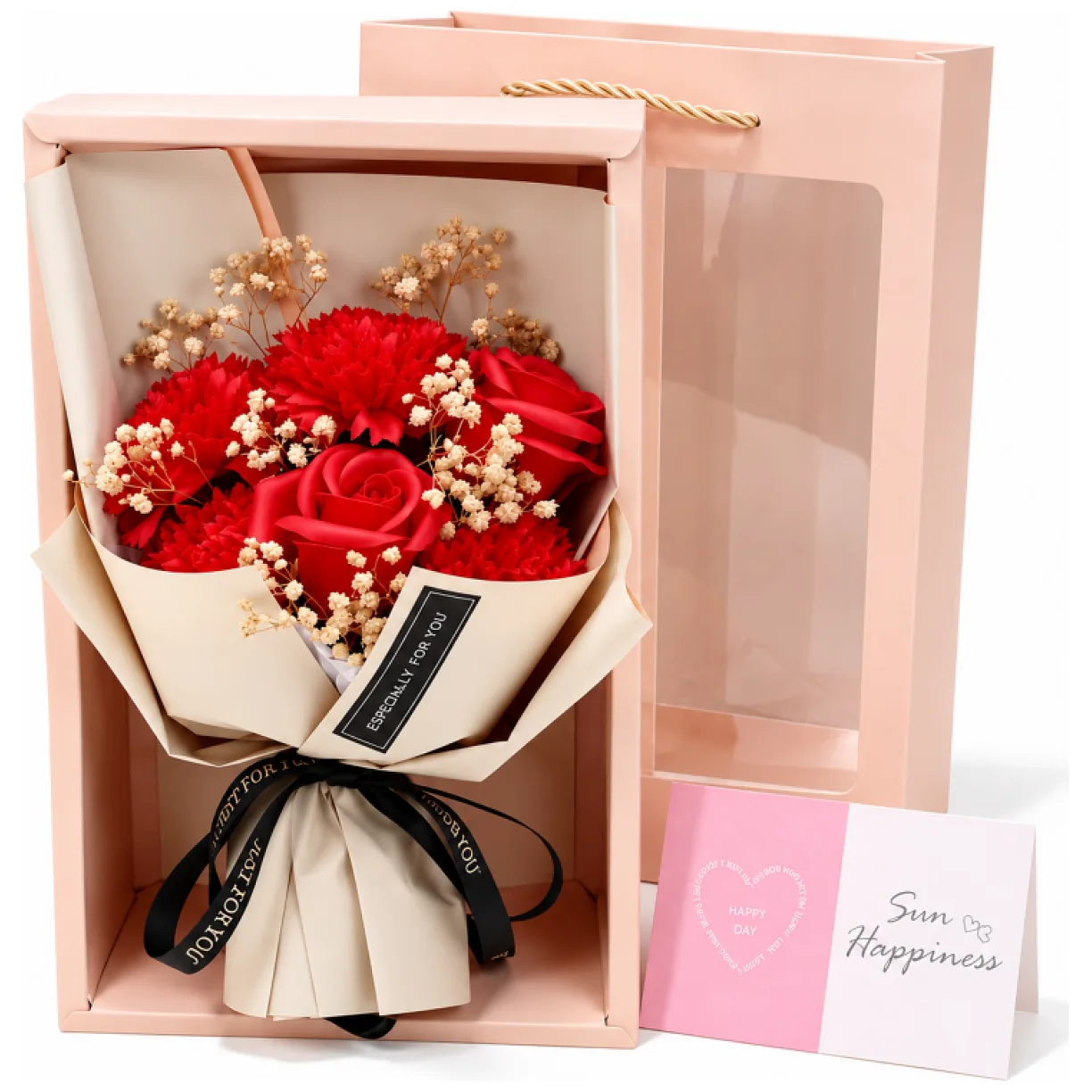 Bukiet zapachowych kwiatów mydlanych w pudełku 6 szt. flower box
