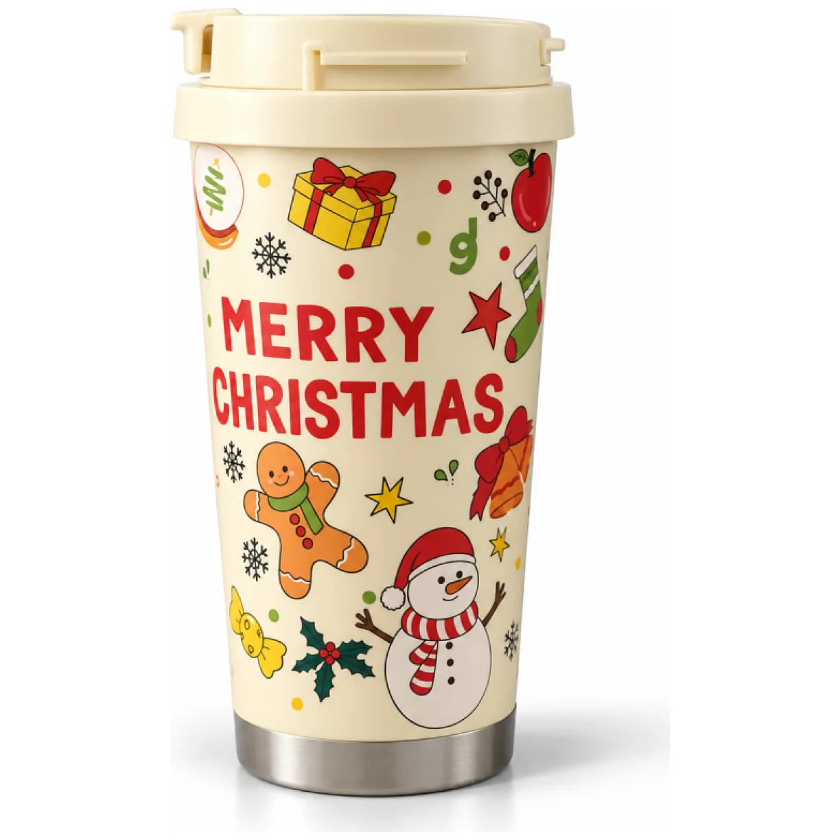 Świąteczny kubek termiczny 520ml z uchwytem i ustnikiem, MERRY CHRISTMAS - obrazek 4