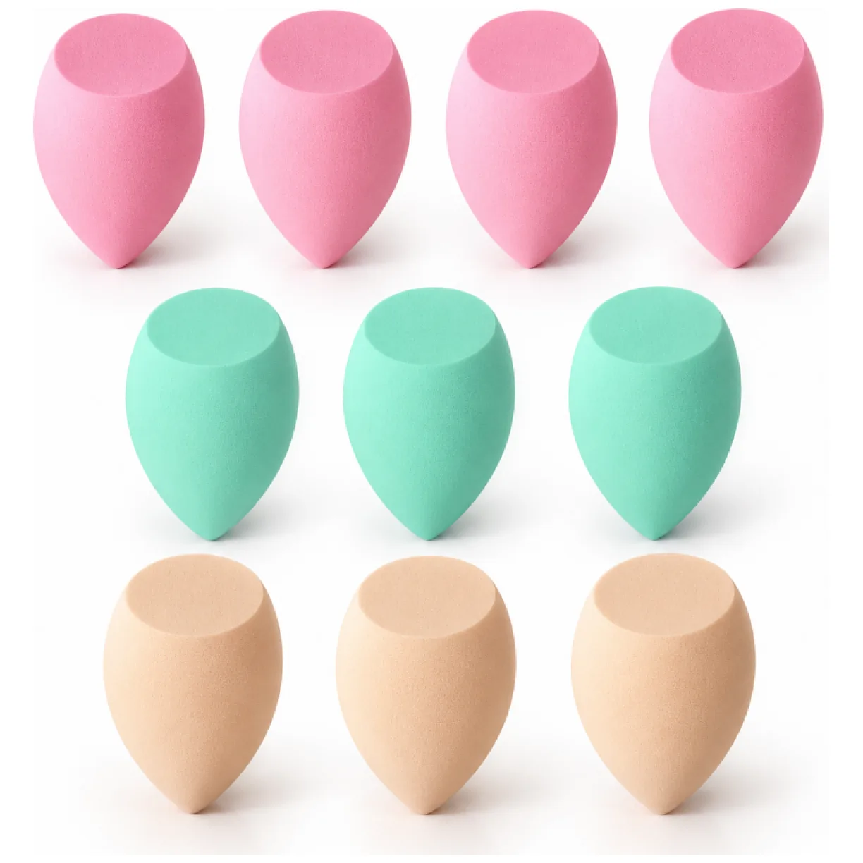 Zestaw 10 szt. miękkich gąbeczek do makijażu, blender PASTEL MINT