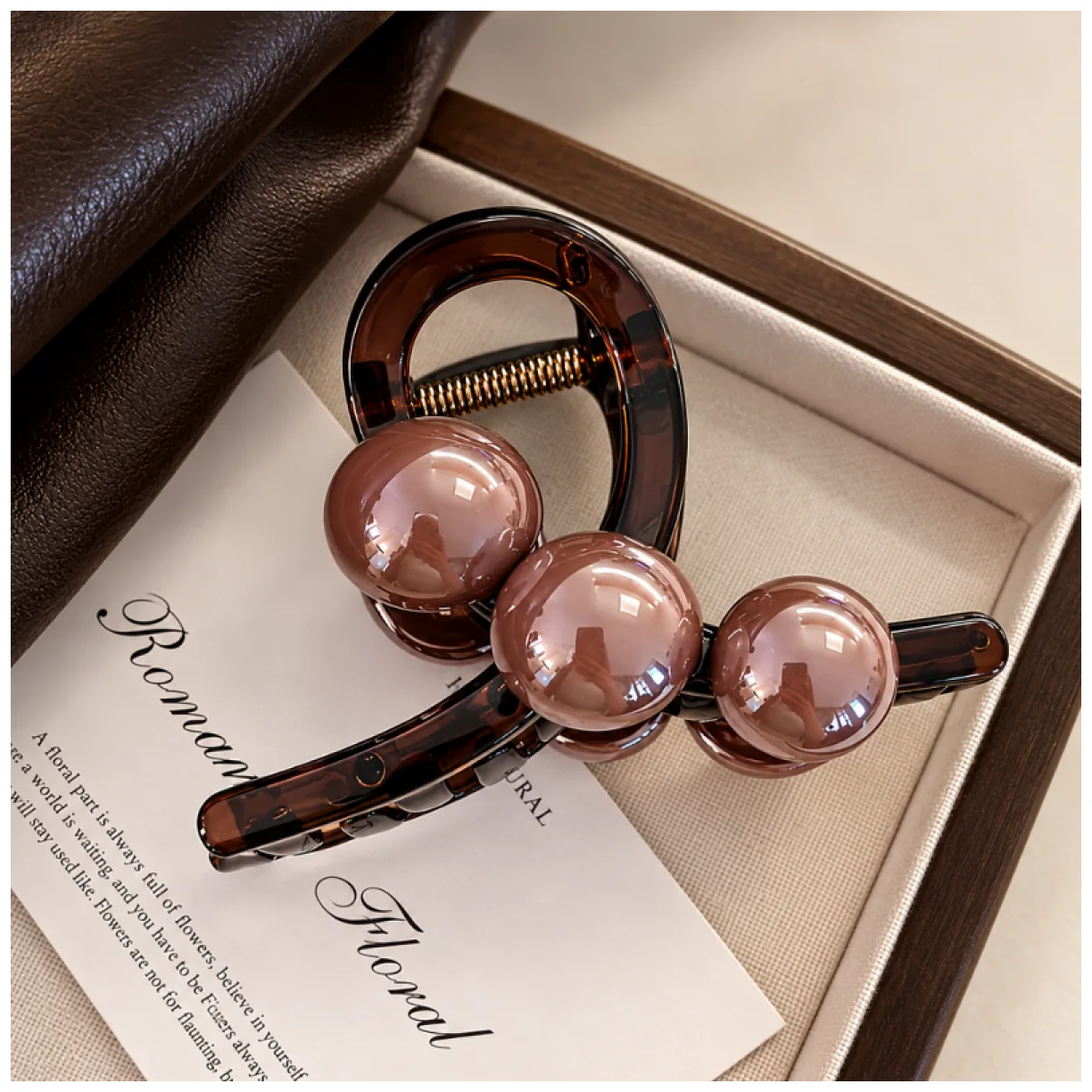 Spinka do włosów, do koka, elegancka klamra XL z kuleczkami - obrazek 3