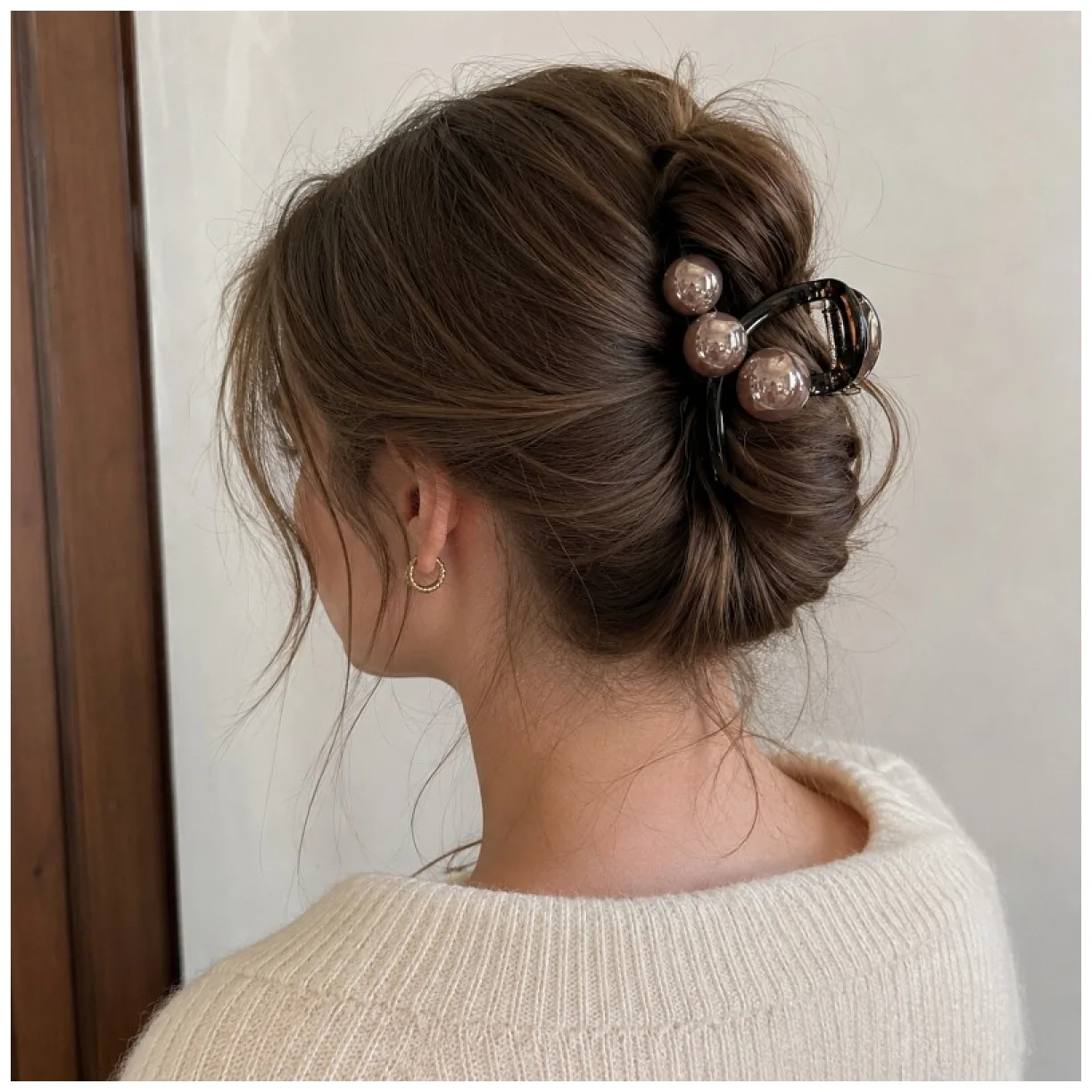 Spinka do włosów, do koka, elegancka klamra XL z kuleczkami - obrazek 4
