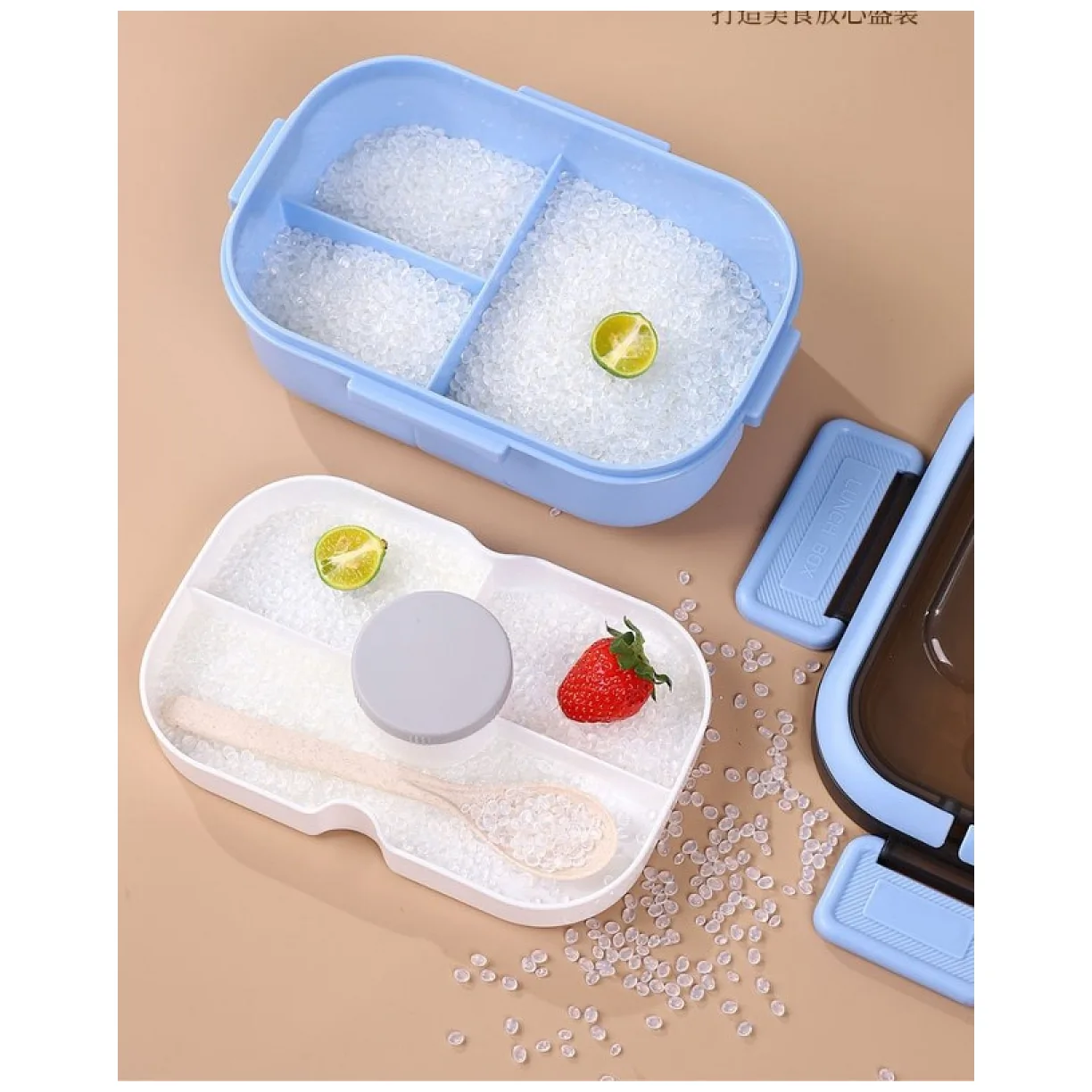 Śniadaniówka LUNCH BOX ze sztućcami 21 x 14,5 x 8cm niebieski - obrazek 3