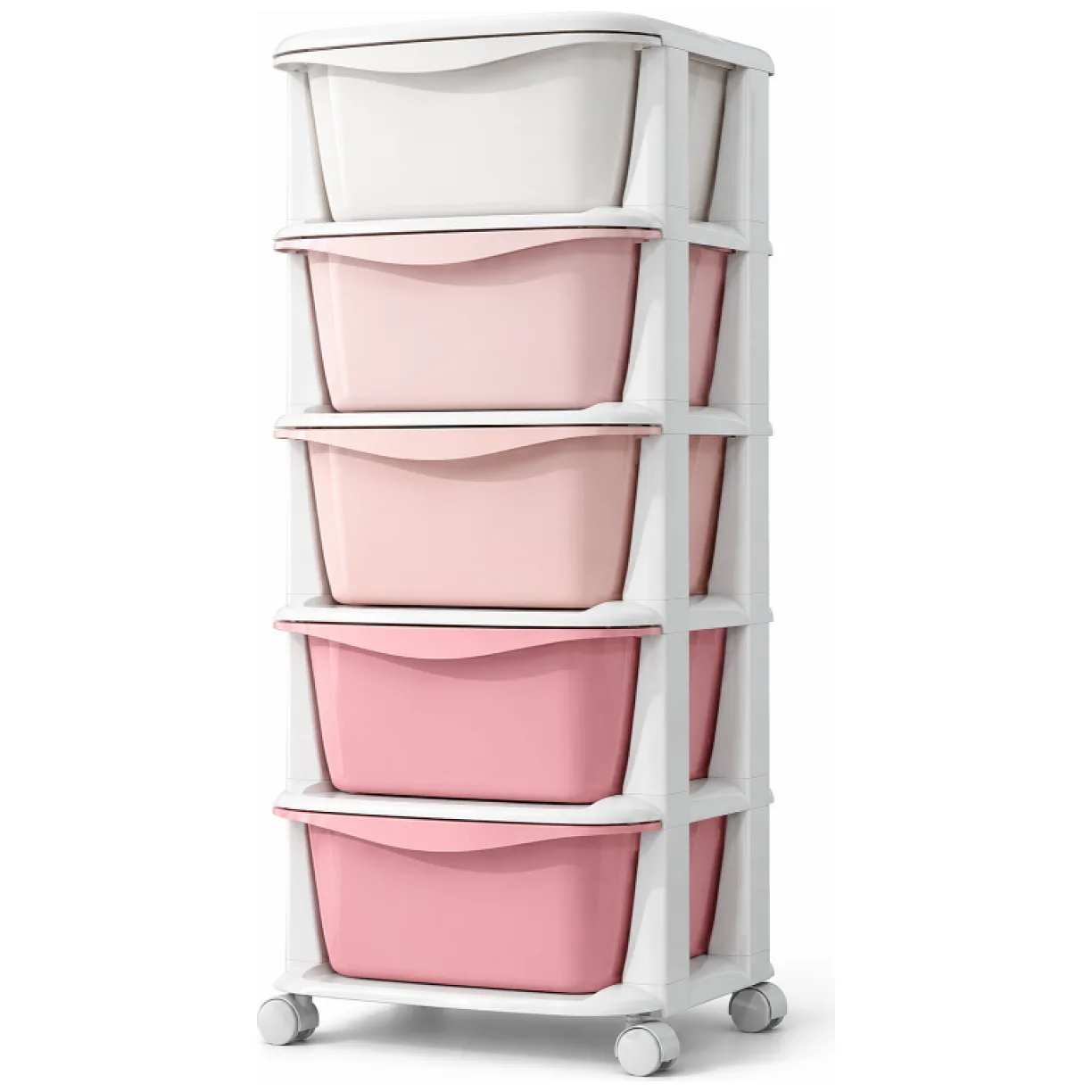 Plastikowy regał na kółkach szafka szuflady szafa 97x38x37cm OMBRE różowy - obrazek 3
