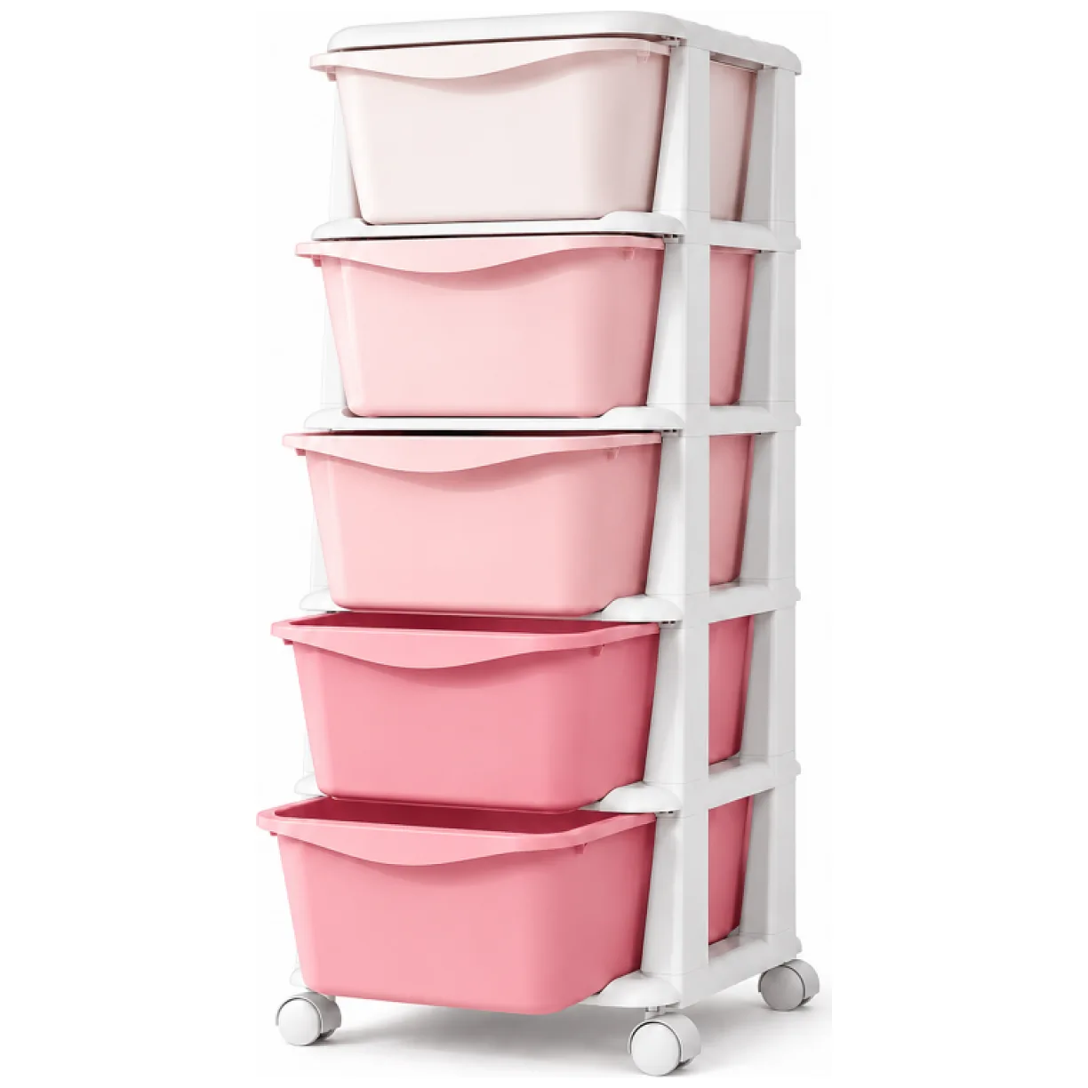 Plastikowy regał na kółkach szafka szuflady szafa 97x38x37cm OMBRE różowy - obrazek 4