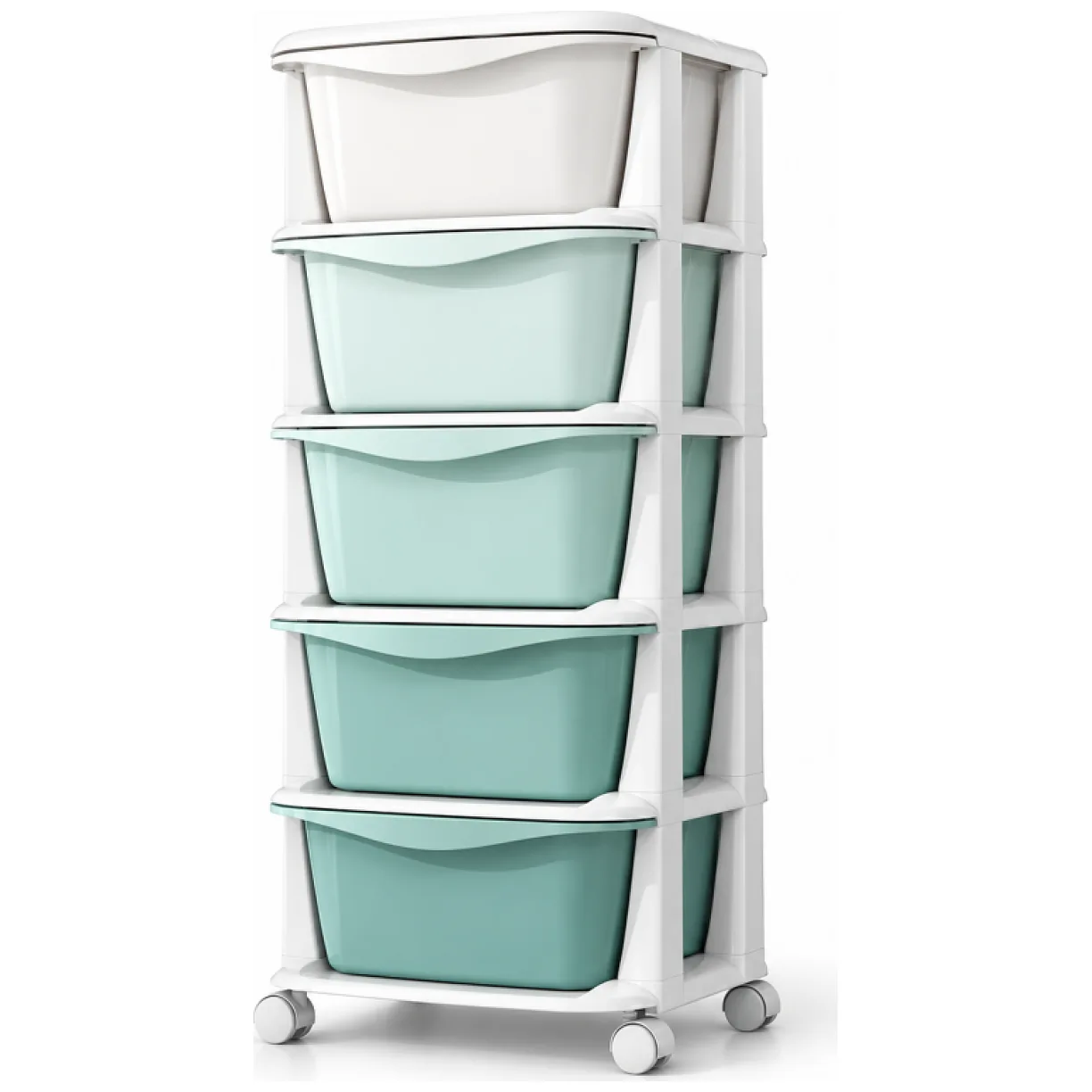 Plastikowy regał na kółkach szafka szuflady szafa 97x38x37cm OMBRE zielony - obrazek 4