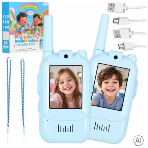 Walkie talkie krótkofalówki dla dzieci kamera funkcja wideo niebieskie