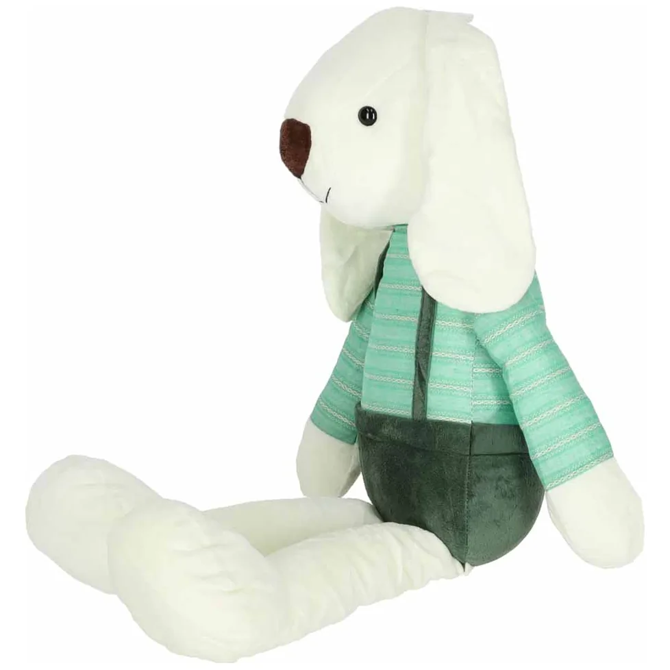 Duży pluszowy królik w zielonych spodenkach - maskotka przytulanka 70 cm - obrazek 4