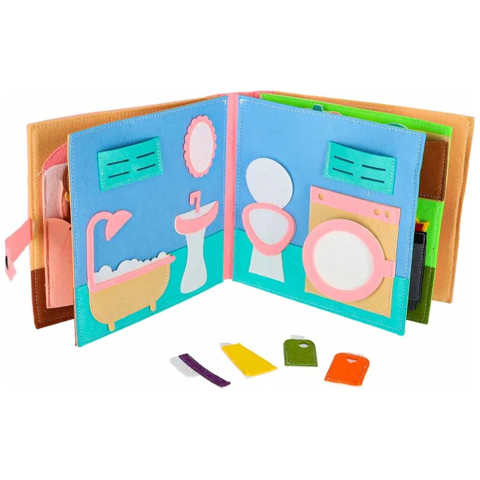 Książeczka sensoryczna edukacyjna filcowa 3D manipulacyjna ruchome elementy dom - obrazek 9