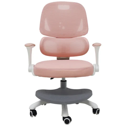 Krzesło do biurka dla dziecka fotel ergonomiczny obrotowy regulowany różowy