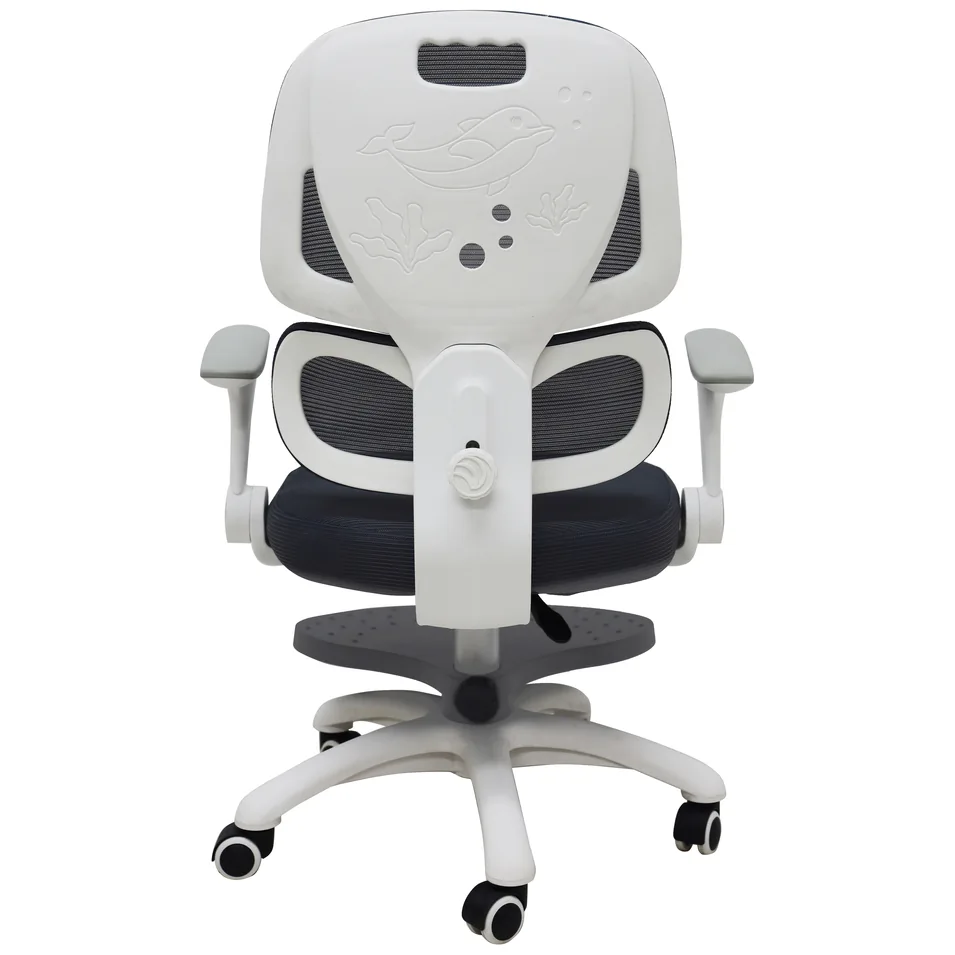 Krzesło do biurka dla dziecka fotel ergonomiczny obrotowy regulowany szary - obrazek 4