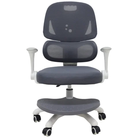 Krzesło do biurka dla dziecka fotel ergonomiczny obrotowy regulowany szary