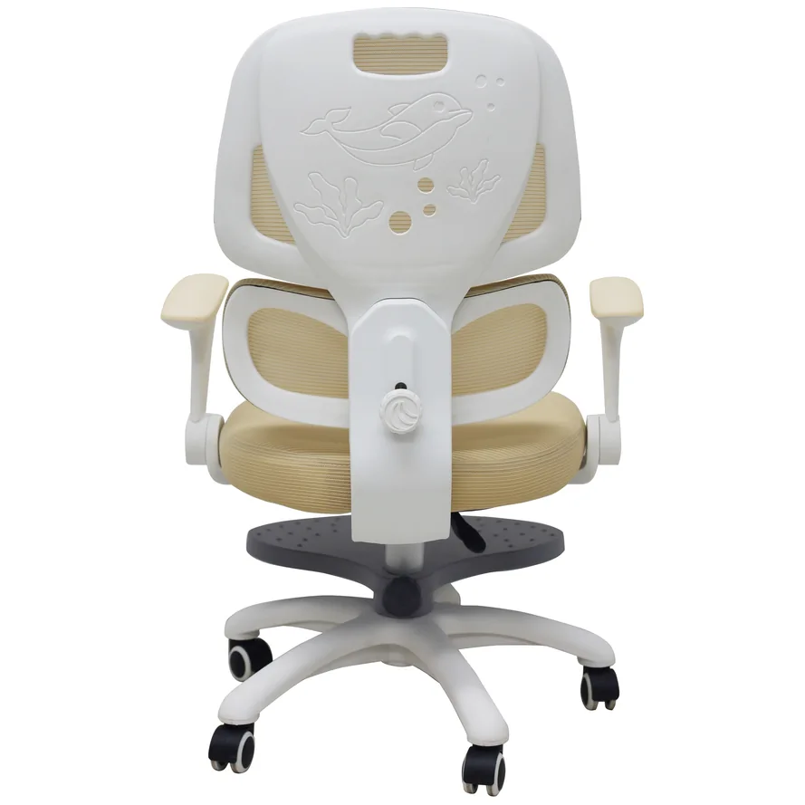Krzesło do biurka dla dziecka fotel ergonomiczny obrotowy regulowany beżowy - obrazek 4