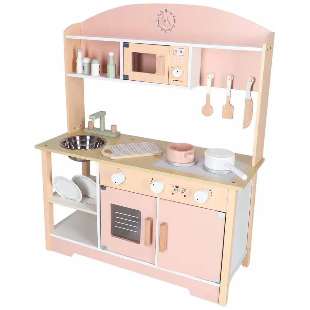 Kuchnia dla dzieci drewniana MDF MODERN CLASSIC akcesoria 82cm różowa - obrazek 14