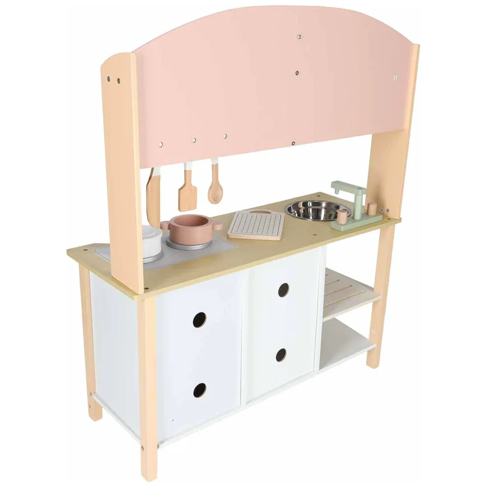 Kuchnia dla dzieci drewniana MDF MODERN CLASSIC akcesoria 82cm różowa - obrazek 4