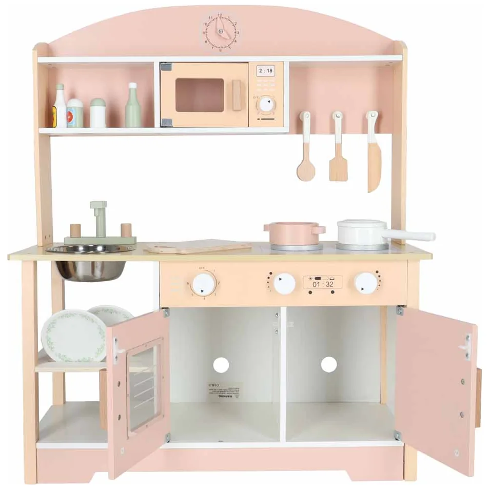 Kuchnia dla dzieci drewniana MDF MODERN CLASSIC akcesoria 82cm różowa - obrazek 5