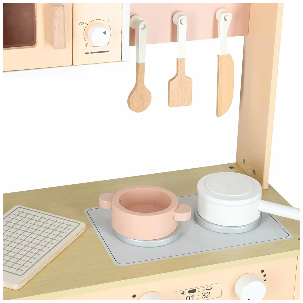 Kuchnia dla dzieci drewniana MDF MODERN CLASSIC akcesoria 82cm różowa - obrazek 6